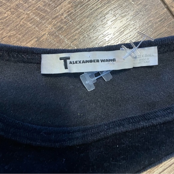 T Alexander Wang Black 90s Cut Out Velvet One Shoulder Top UUU - Picture 3 of 3